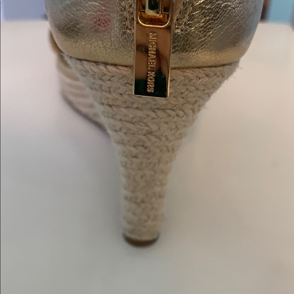 Michael Kors Gold Leather Platform Wedge - Picture 3 of 7